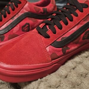 Red Camo Sneakers with Black Accents